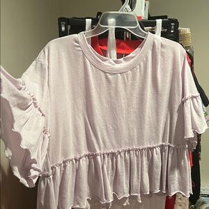 NWT lavender purple ruffled hem crop top tee (XL)